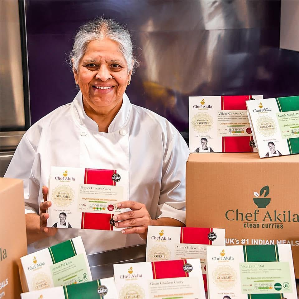 Chef Akila frozen Indian ready meals in the freezer at Roots and Vines, Tavistock